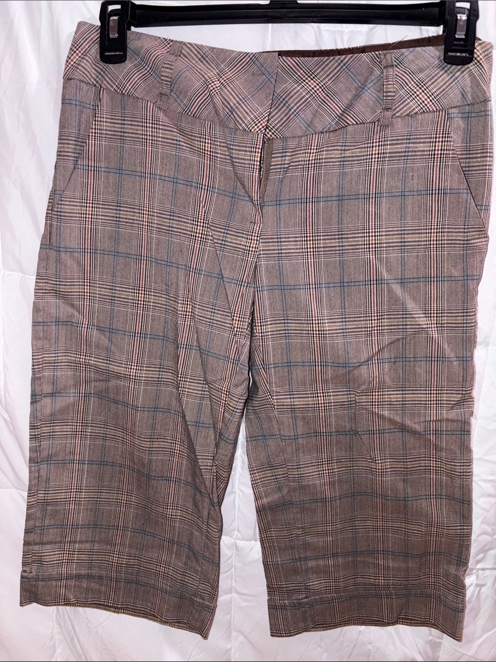 Heart Soul Taupe Plaid Capris with Blue & Rust Windowpane, Size 7
